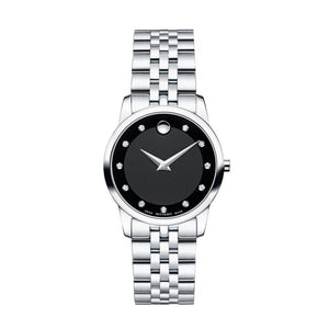 Buy Shop Movado Museum Classic Black Dial Silver Steel Strap Watch For Women - 0606858 USA Online