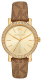 Buy Shop Michael Kors Quartz Gold Dial Brown Leather Strap Watch For Women - MKO1026 USA Online