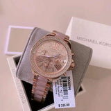 Michael Kors Wren Crystals Rose Gold Dial Rose Gold Steel Strap Watch for Women - MK6096