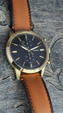 Buy Shop Fossil Townsman Chronograph Blue Dial Brown Leather Strap Watch for Men - FS5279 USA Online