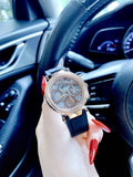 Buy Shop Guess Solistice Diamonds Roe Gold Dial Black Rubber Strap Watch for Women - GW0484L2 USA Online