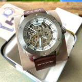 Buy Shop Fossil Modern Machine Automatic Skeleton White Dial Brown Leather Strap Watch for Women - ME3083 USA Online