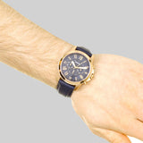 Buy Shop Fossil Grant Chronograph Blue Dial Blue Leather Strap Watch for Men - FS4835 USA Online