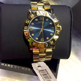 Buy Shop Marc Jacobs Amy Blue Dial Gold Steel Strap Watch for Women - MBM3166 USA Online