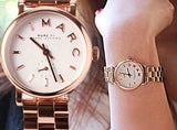 Marc Jacobs Baker White Dial Rose Gold Steel Strap Watch for Women - MBM3248