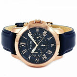 Buy Shop Fossil Grant Chronograph Blue Dial Blue Leather Strap Watch for Men - FS4835 USA Online