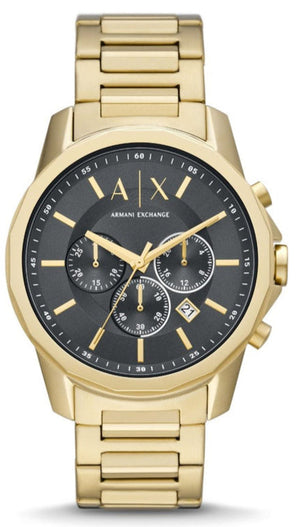 Armani Exchange Banks Chronograph Black Dial Gold Steel Strap Watch For Men - AX1721