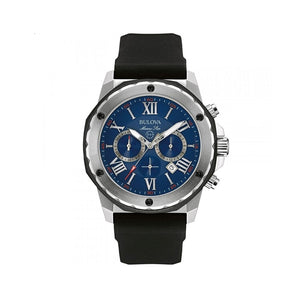Buy Shop Bulova Marine Star Blue Dial Black Silicone Strap Watch for Men - 98B258 USA Online