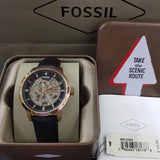Buy Shop Fossil Townsman Automatic Skeleton Black Dial Black Leather Strap Watch for Men - ME3084 USA Online