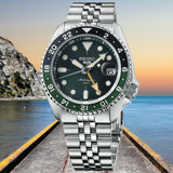 Seiko 5 Sports SKX GMT Automatic Green Dial Silver Steel Strap Watch For Men - SSK035K1