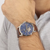 Buy Shop Fossil Townsman Automatic Blue Dial Brown Leather Strap Watch for Men - ME3110 USA Online