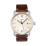 Buy Shop Fossil The Commuter White Dial Brown Leather Strap Watch for Men - FS5275 USA Online