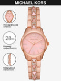 Michael Kors Runway Mother of Pearl Dial Rose Gold Steel Strap Watch For Women - MK6856