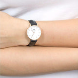 Buy Shop Daniel Wellington Classic Petite Sheffield White Dial Black Leather Strap Watch For Women - DW00100230 USA Online