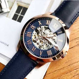 Buy Shop Fossil Grant Automatic Skeleton Blue Dial Blue Leather Strap Watch for Men - ME3102 USA Online