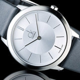Buy Shop Calvin Klein Minimal Silver Dial Black Leather Strap Watch for Women - K3M221C6 USA Online