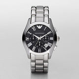 Emporio Armani Valente Chronograph Black Dial Silver Stainless Steel Watch For Men - AR0673