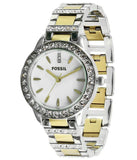 Buy Shop Fossil Jesse Crystals White Dial Two Tone Steel Strap Watch for Women - ES2409 USA Online