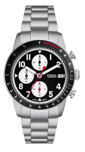 Buy Shop Fossil Sport Tourer Chronograph Black Dial Silver Steel Strap Watch for Men - FS6045 USA Online