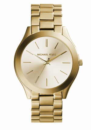 Buy Shop Michael Kors Slim Runway Gold Dial Gold Stainless Steel Strap Watch for Women - MK3179 USA Online