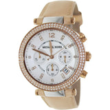 Buy Shop Michael Kors Parker Chronograph White Dial Tan Leather Strap Watch for Women - MK5633 USA Online