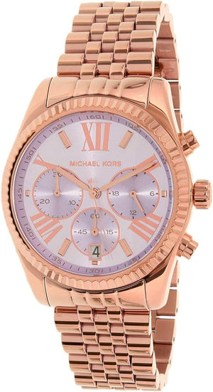 Buy Shop Michael Kors Lexington Purple Dial Rose Gold Steel Strap Watch For Women - MK6207 USA Online