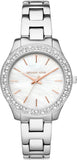 Buy Shop Michael Kors Liliane Three Hand Mother of Pearl White Dial Silver Steel Strap Watch For Women - MK4556 USA Online
