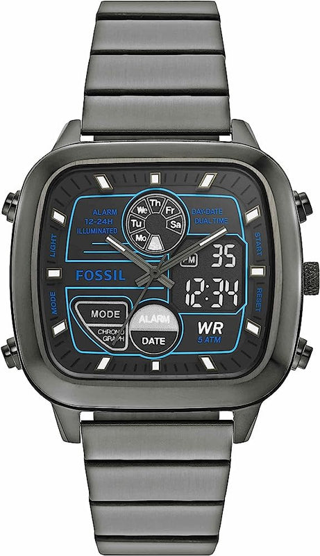 Buy Shop Fossil Retro Analog-Digital Black Dial Grey Steel Strap Watch for Men - FS5892 USA Online
