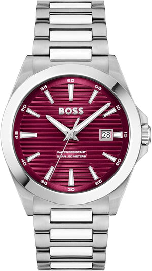 Buy Shop Hugo Boss Strike Red Dial Silver Steel Strap Watch for Men - 1514174 USA Online