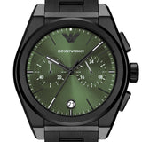 Buy Shop Emporio Armani Federico Chronograph Green Dial Black Steel Strap Watch For Men - AR11562 USA Online