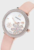Buy Shop Swarovski Crystal Frost White Dial Pink Leather Strap Watch for Women - 5519223 USA Online