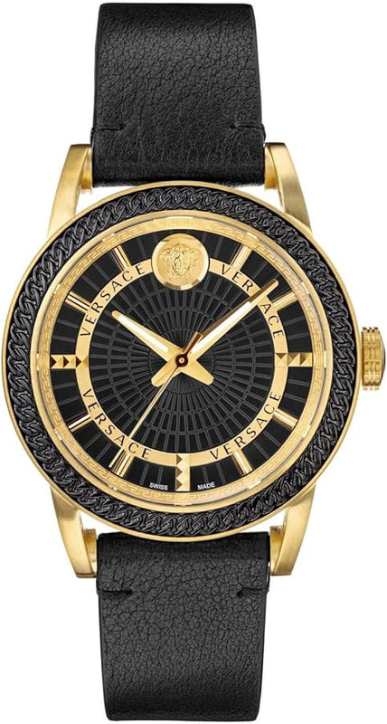 Buy Shop Versace Code Quartz Black Dial Black Leather Strap Watch For Men - VEPO00320 USA Online