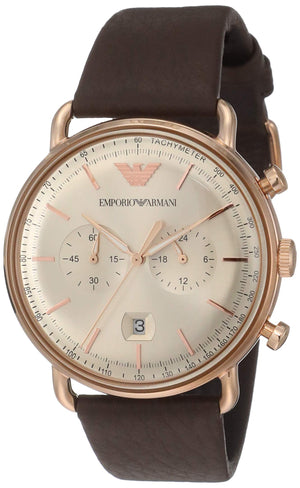 Buy Shop Emporio Armani Aviator Grey Dial Brown Leather Strap Watch For Men - AR11106 USA Online
