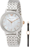 Buy Shop Emporio Armani Interchangeable Analog Mother of Pearl Dial Silver Steel Strap Watch For Women - AR80020 USA Online