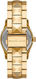Buy Shop Michael Kors Runway Three Hand Green Dial Gold Steel Strap Watch For Women - MK7390 USA Online