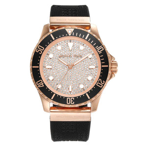 Buy Shop Michael Kors Everest Analog Rose Gold Dial Black Silicone Strap Watch For Women - MK7358 USA Online