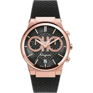 Buy Shop Salvatore Ferragamo Sapphire Chrono Black Dial Black Rubber Strap Watch for Men - SFME00721 USA Online