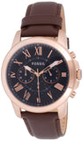 Buy Shop Fossil Grant Chronograph Blue Dial Brown Leather Strap Watch for Men - FS5068 USA Online