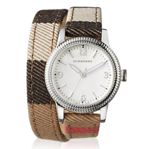 Burberry Utilitarian White Dial Multicolor Leather Strap Watch for Women - BU7849