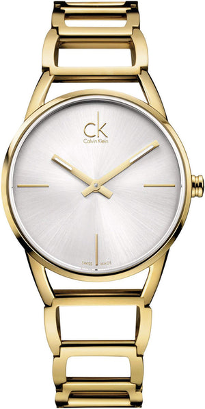 Buy Shop Calvin Klein Stately Silver Dial Gold Steel Strap Watch for Women - K3G23526 USA Online