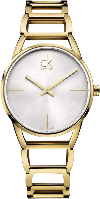 Buy Shop Calvin Klein Stately Silver Dial Gold Steel Strap Watch for Women - K3G23526 USA Online