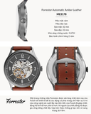 Buy Shop Fossil Forrester Automatic Skeleton Grey Dial Brown Leather Strap Watch for Men - ME3178 USA Online