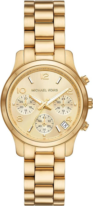 Buy Shop Michael Kors Runway Chronograph Gold Dial Gold Steel Strap Watch For Women - MK7326 USA Online