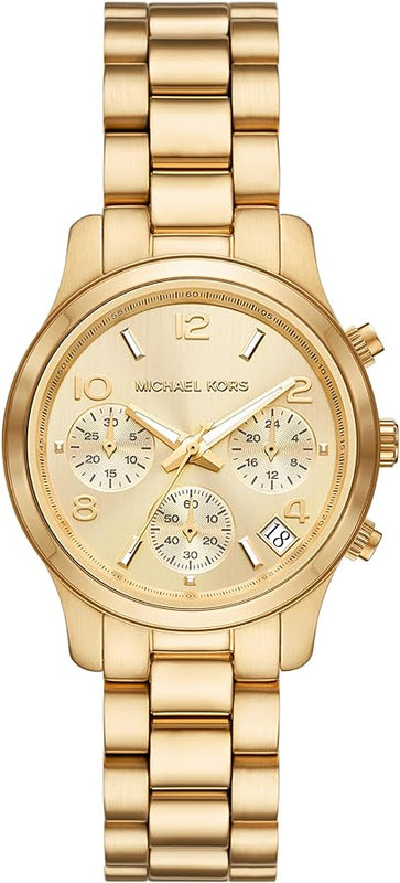Buy Shop Michael Kors Runway Chronograph Gold Dial Gold Steel Strap Watch For Women - MK7326 USA Online