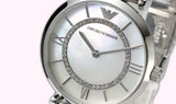 Buy Shop Emporio Armani Gianni T-Bar Mother of Pearl Dial Silver Stainless Steel Watch For Women - AR1908 USA Online