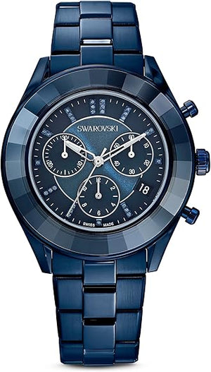 Swarovski Octea Lux Sport Chronograph Blue Dial Blue Steel Strap Watch for Women - 5610475