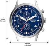 Buy Shop Fossil Retro Pilot Chronograph Blue Dial Brown Leather Strap Watch for Men - FS5832 USA Online