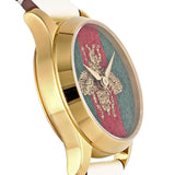 Buy Shop Gucci G Timeless Quartz Red & Green Dial Beige Leather Strap Watch For Women - YA1265009 USA Online
