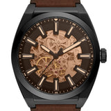 Buy Shop Fossil Everett Automatic Analog Black Dial Brown Leather Strap Watch for Men - ME3207 USA Online