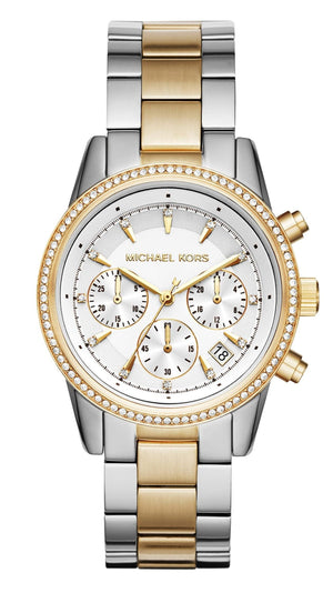 Buy Shop Michael Kors Ritz White Dial Two Tone Steel Strap Watch for Women - MK6474 USA Online